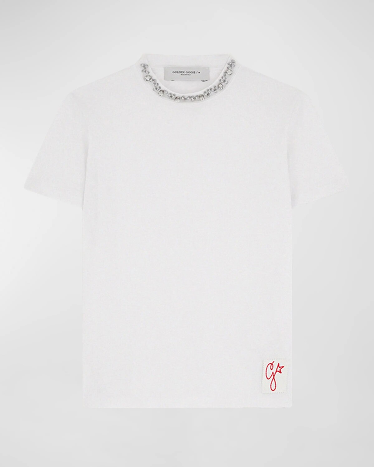 

Футболка с блестками и звездами с круглым вырезом Golden Goose, цвет White Silver