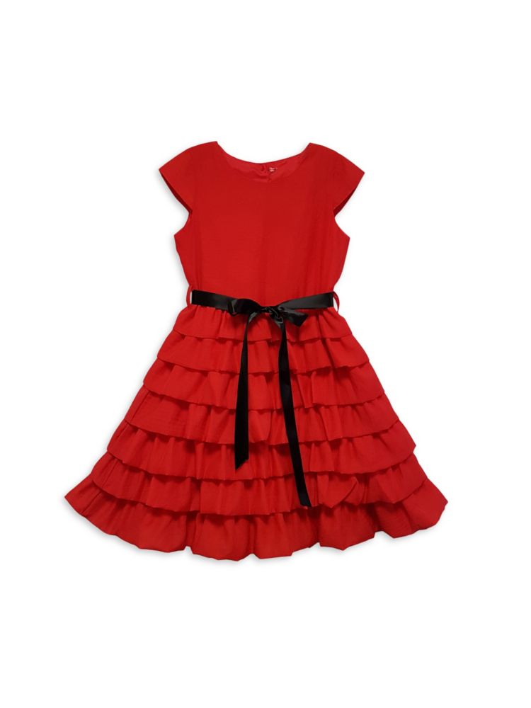 Платье трапециевидной формы Audrey для маленьких девочек и девочек Joe-Ella, красный многоярусное платье с рюшами для маленьких девочек и девочек joe ella красный