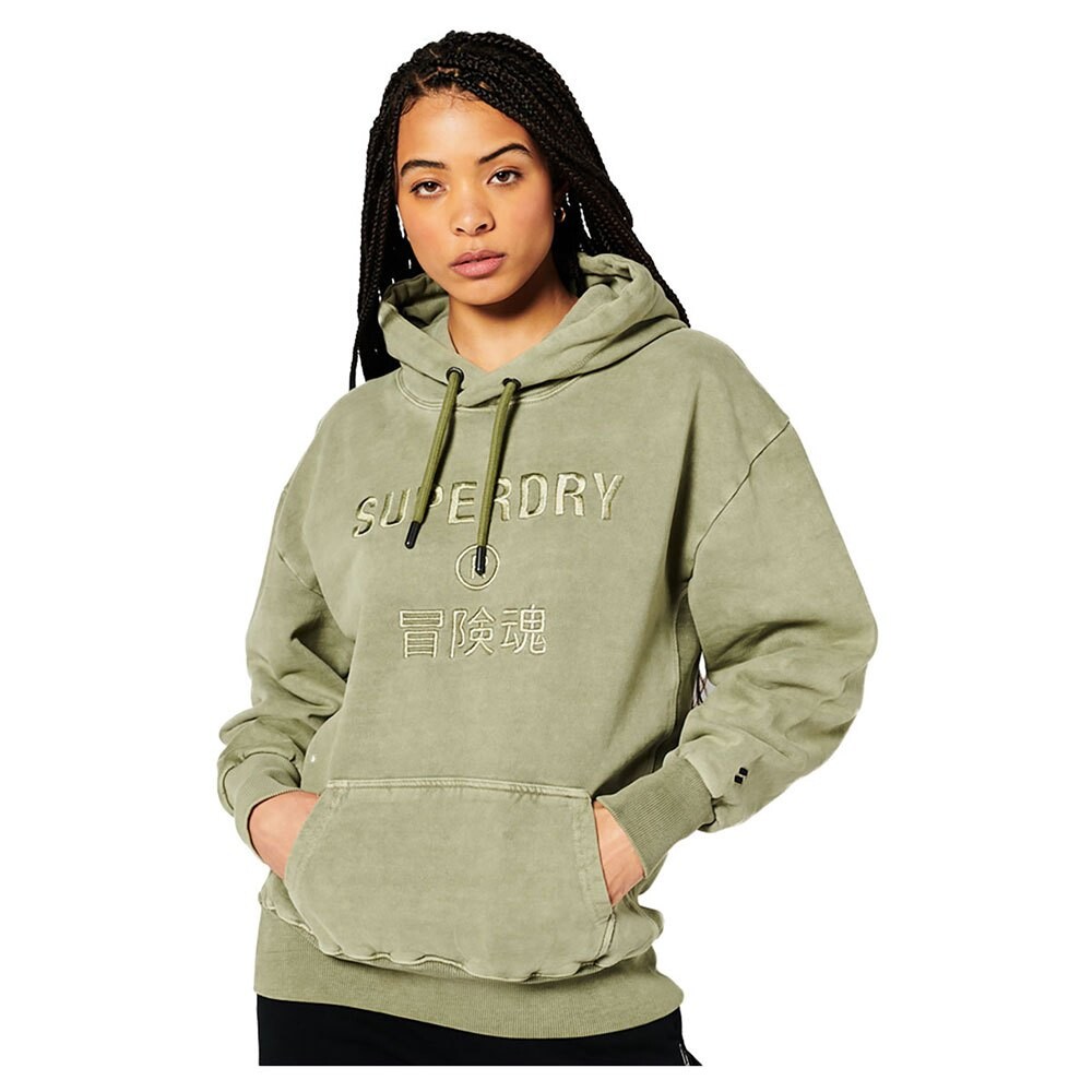 

Худи Superdry Code Cl Garment Dye Os, зеленый