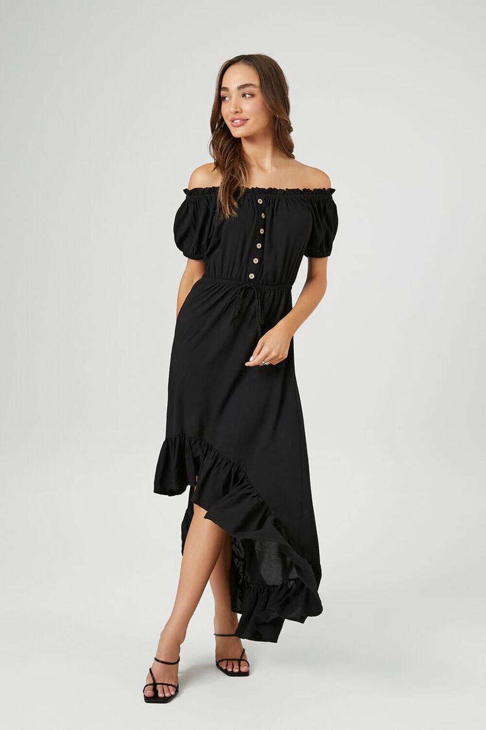 

Платье с открытыми плечами и глубоким вырезом Forever 21, черный