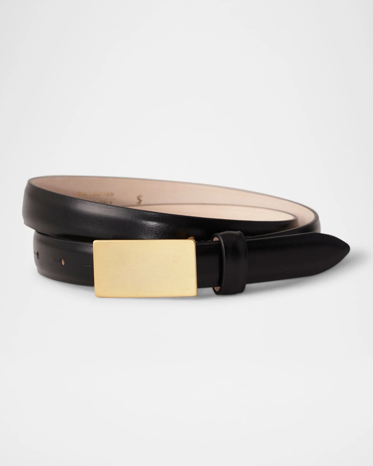 

Узкий ремень из телячьей кожи Signet Dehanche, цвет Black Brushed Gold