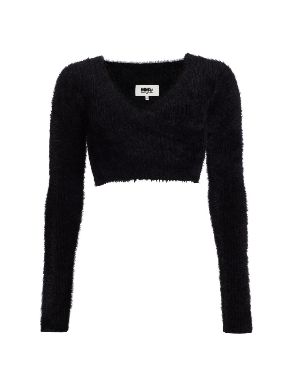 

Укороченный свитер мохнатой вязки MM6 Maison Margiela, черный