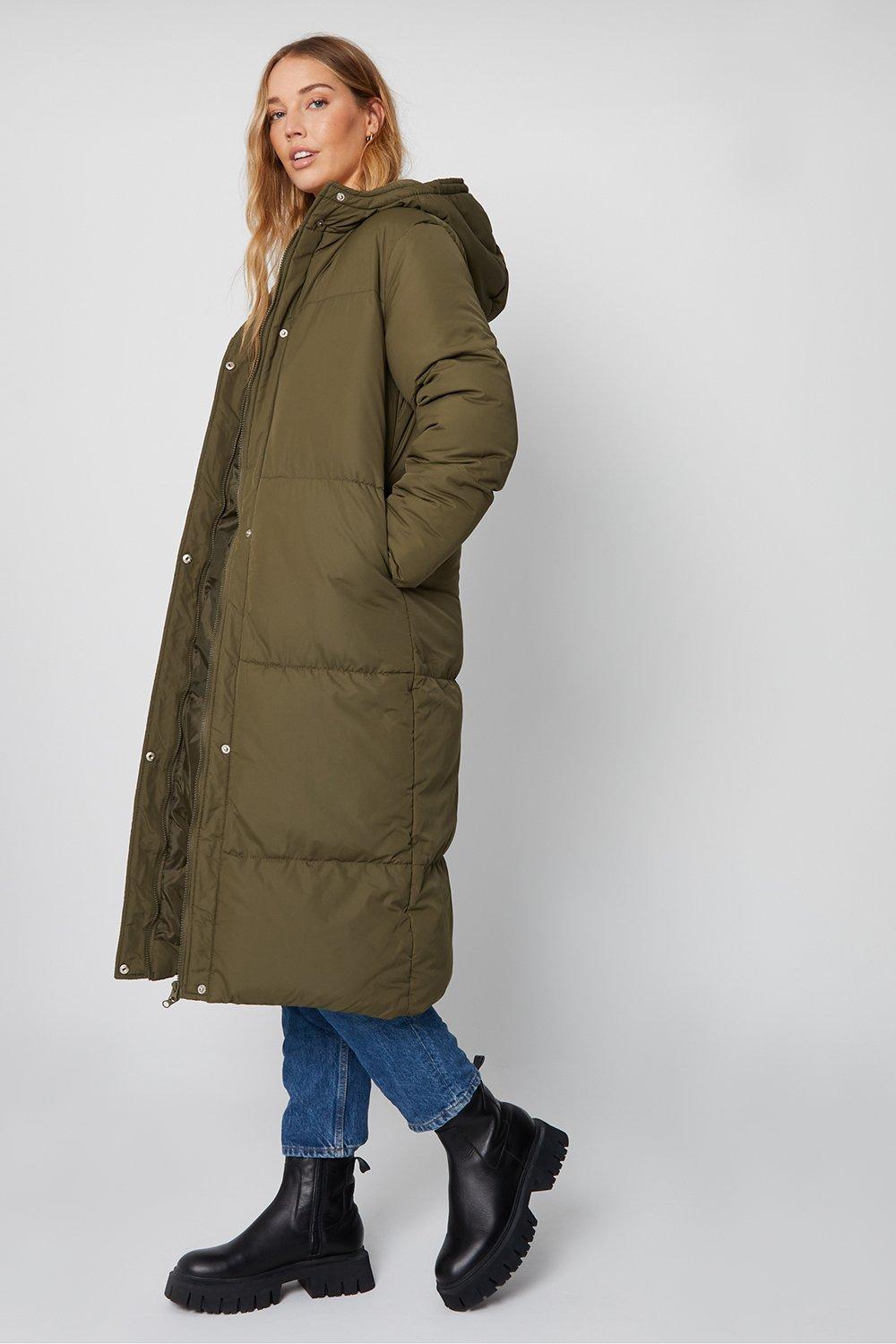 Стеганая куртка-пуховик макси Curve 'Jodie' Threadbare, хаки цена и фото