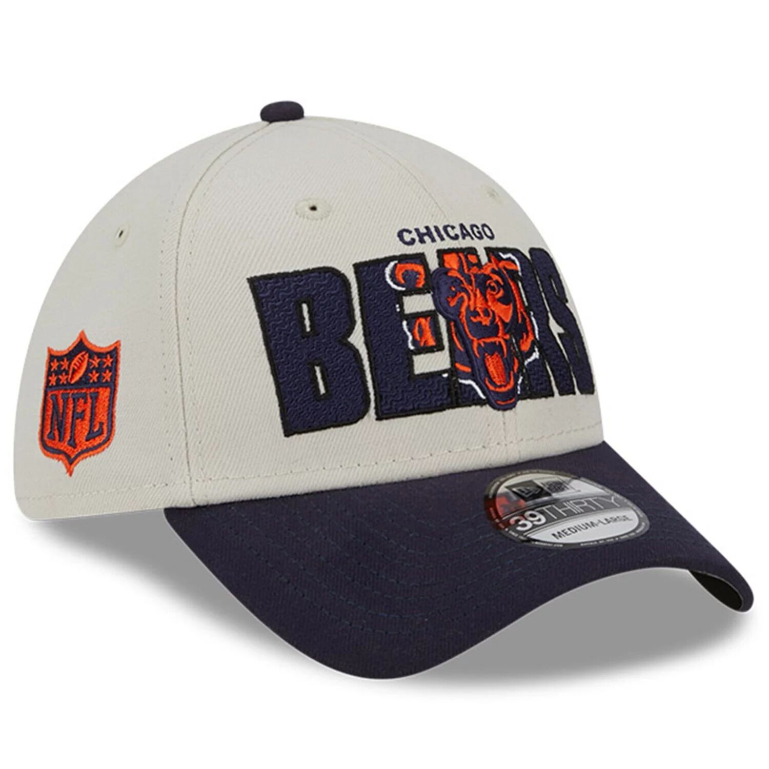 

Мужская гибкая кепка New Era Stone/темно-синего цвета Chicago Bears 2023 NFL Draft 39THIRTY