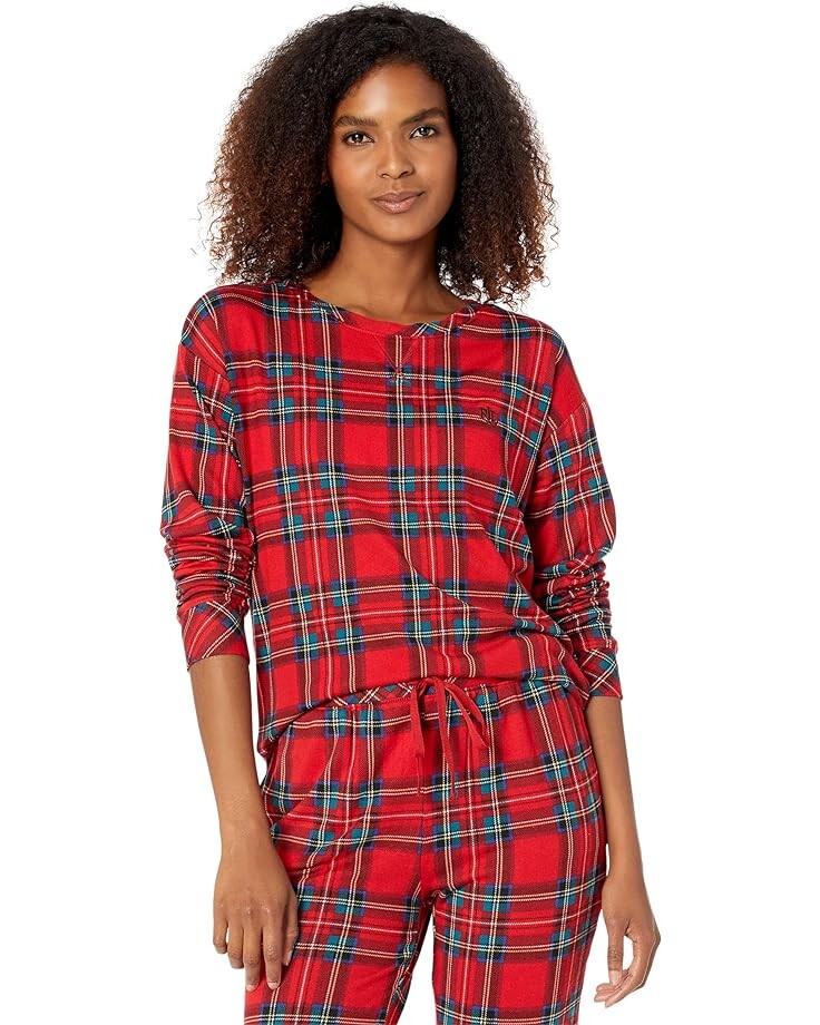

Пижамный комплект LAUREN Ralph Lauren Long Sleeve Crew Neck Joggers PJ Set, цвет Red Plaid