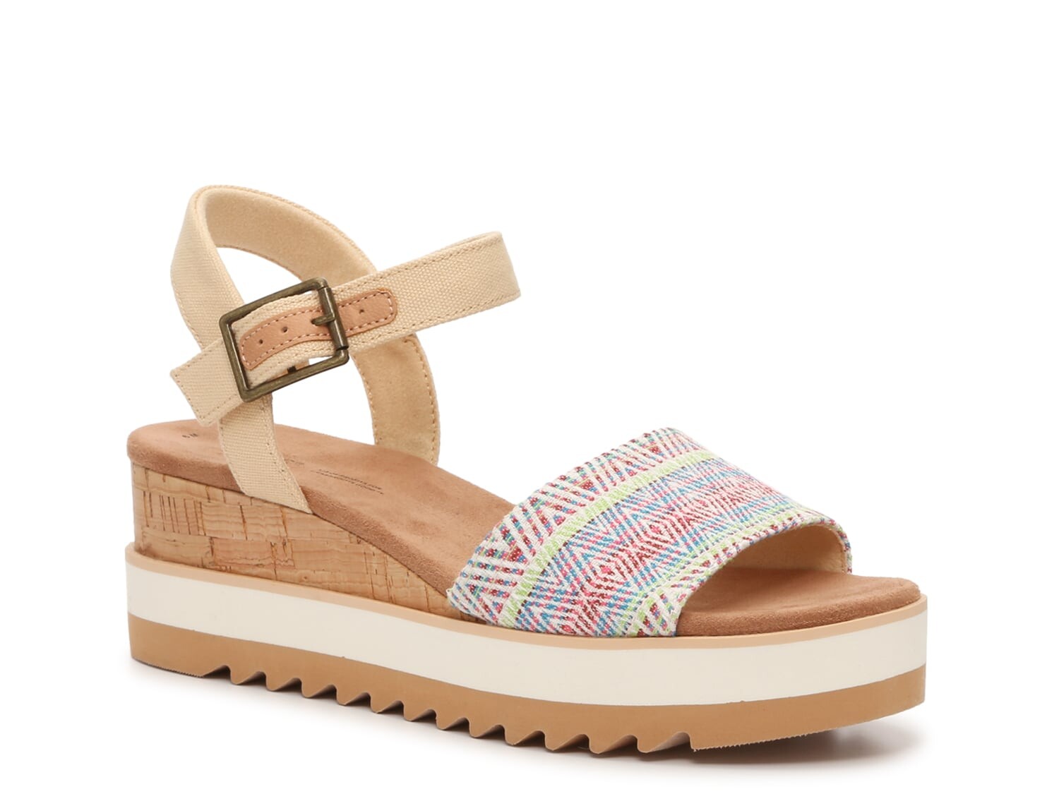 

Сандалии Dani на танкетке TOMS, цвет Beige/Multicolor Geometric Print