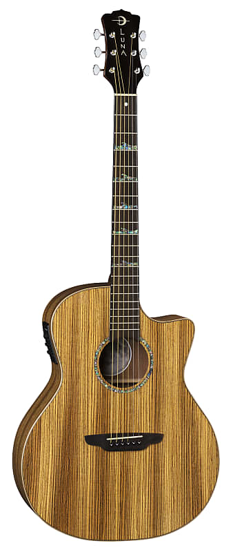 цена Акустическая гитара Luna Guitars High Tide Zebrawood Grand Concert Cutaway A/E, HT ZBR GCE