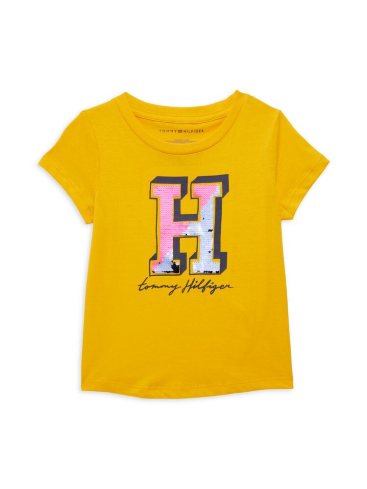 

Футболка с логотипом и пайетками для маленькой девочки Tommy Hilfiger, цвет Old Gold