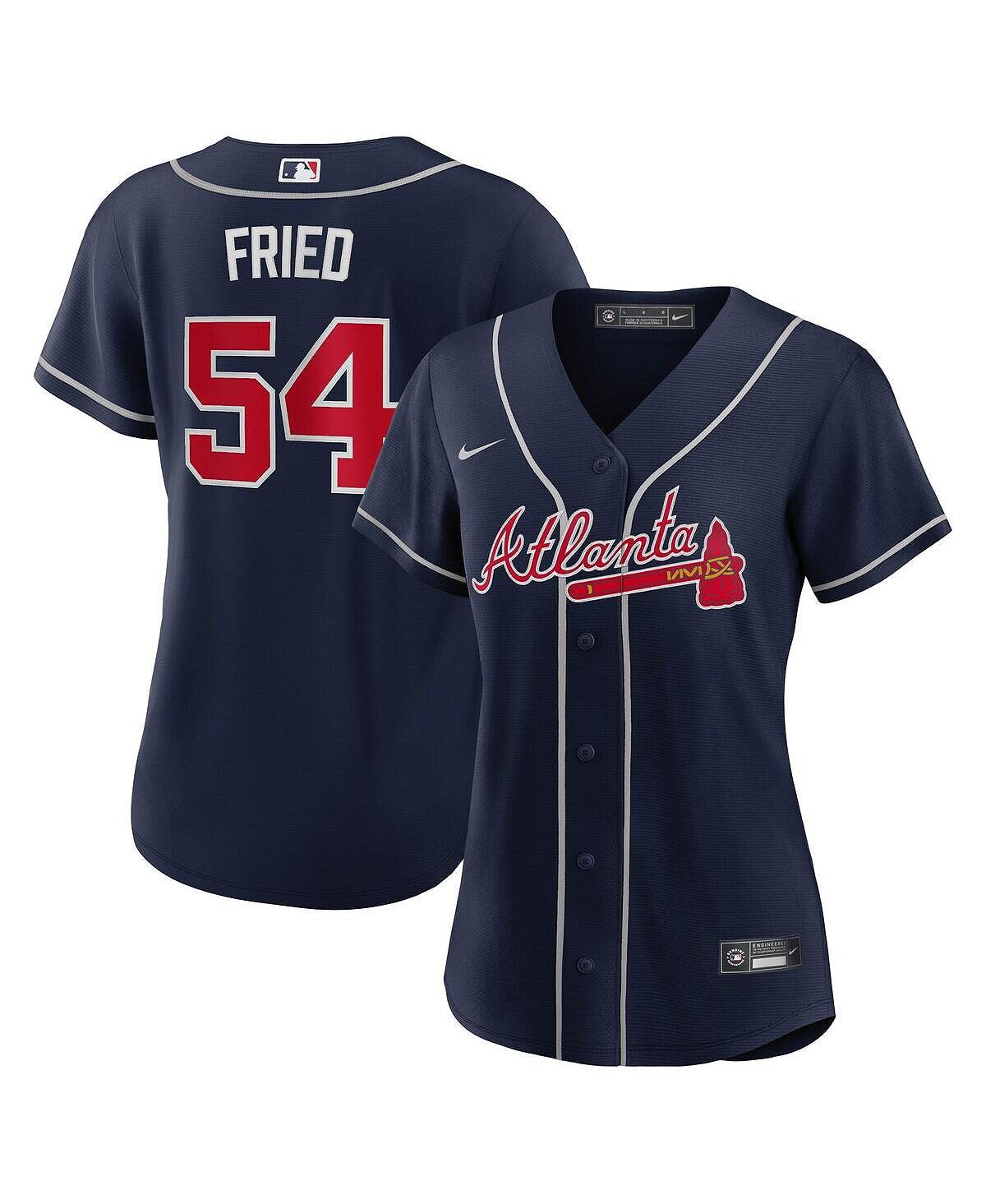

Женская темно-синяя футболка Max Fried Atlanta Braves, альтернативная реплика игрока Nike, темно-синий