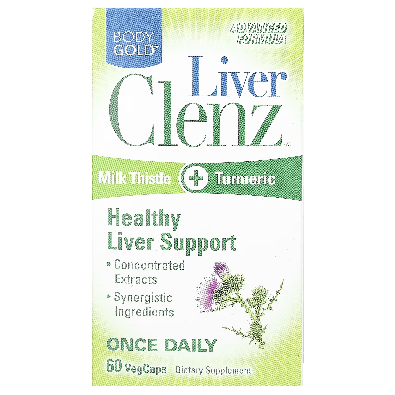Пищевая добавка BodyGold Liver Clenz, 60 растительных капсул nature s way расторопша формула для поддержания функции печени 100 растительных капсул
