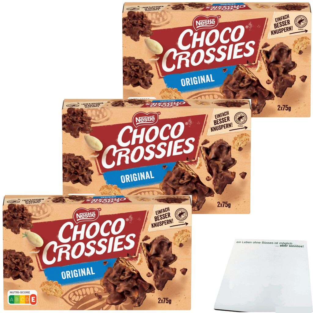 

Nestle Choco Crossies Classic 3 упаковки (3 упаковки по 150 г) + блок usy