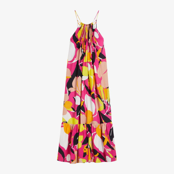 цена Платье макси Ikella из эластичной ткани с абстрактным принтом Ted Baker, розовый