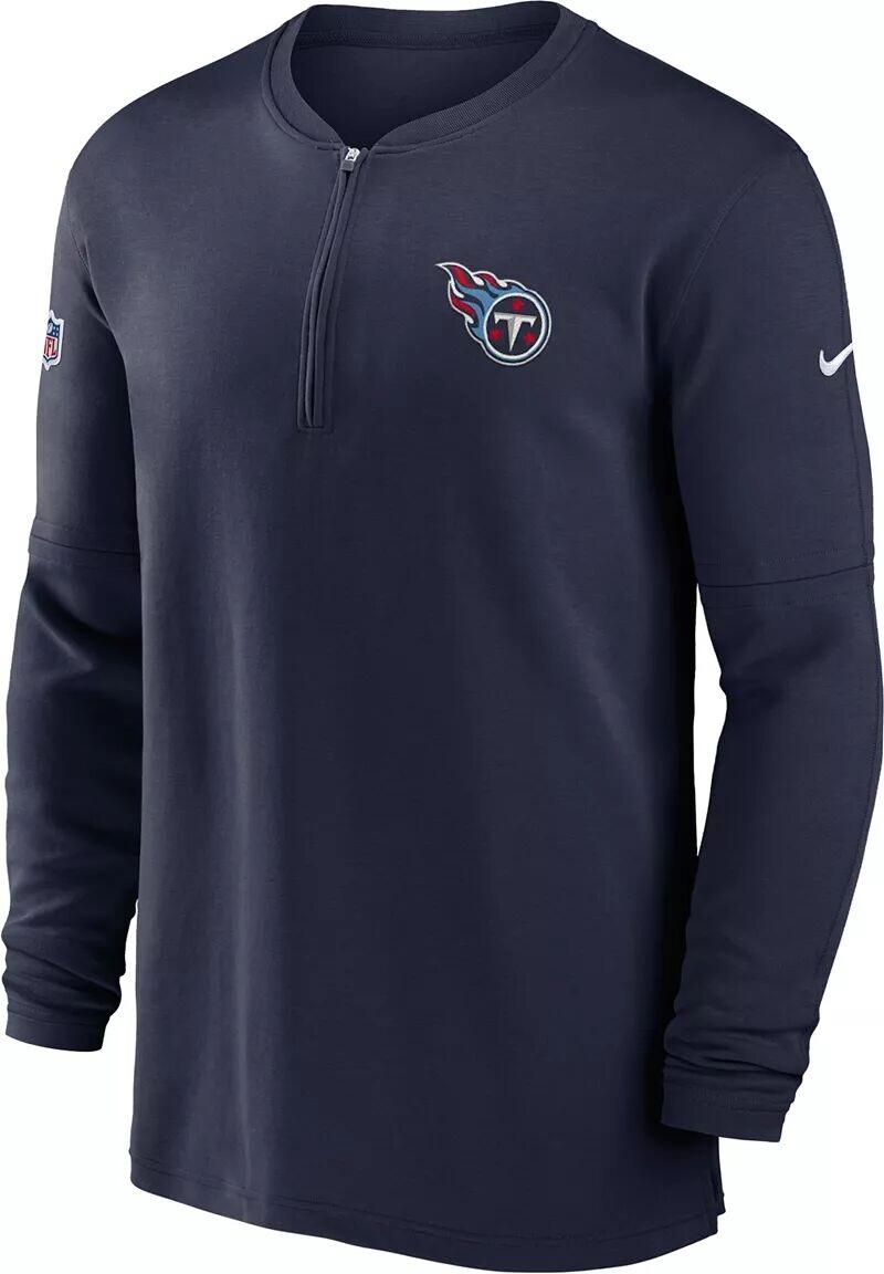 

Мужская темно-синяя футболка с длинными рукавами и полумолнией сбоку Nike Tennessee Titans Sideline