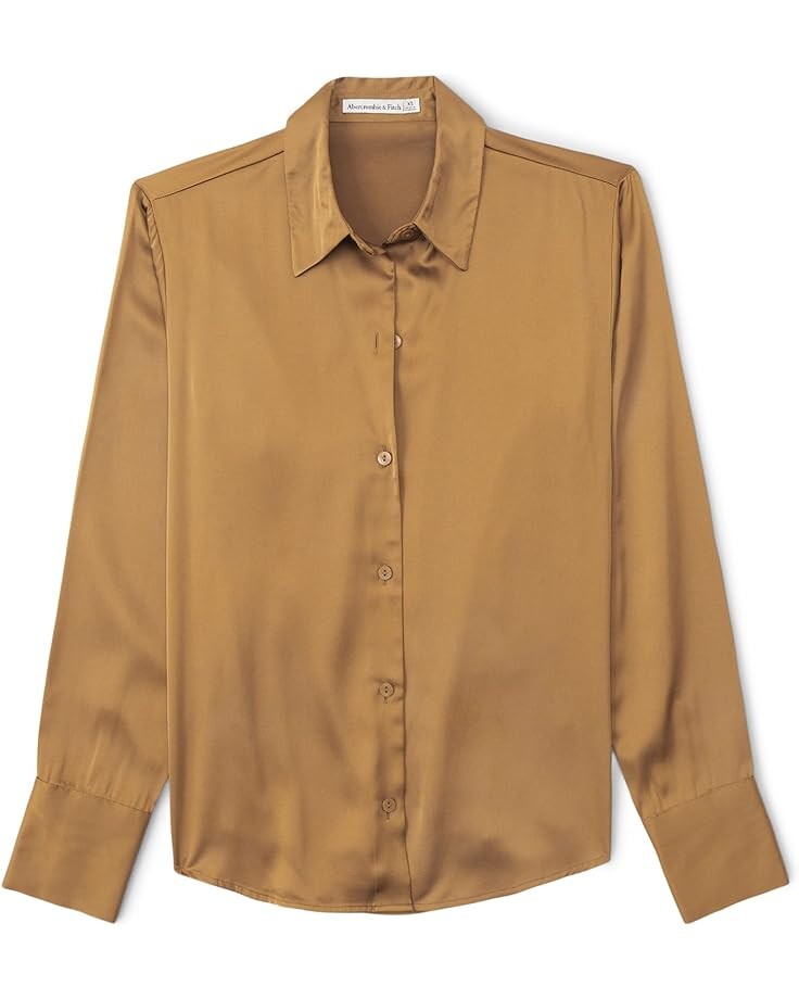 

Рубашка Abercrombie & Fitch Long Sleeve Satin Overshirt, цвет Golden