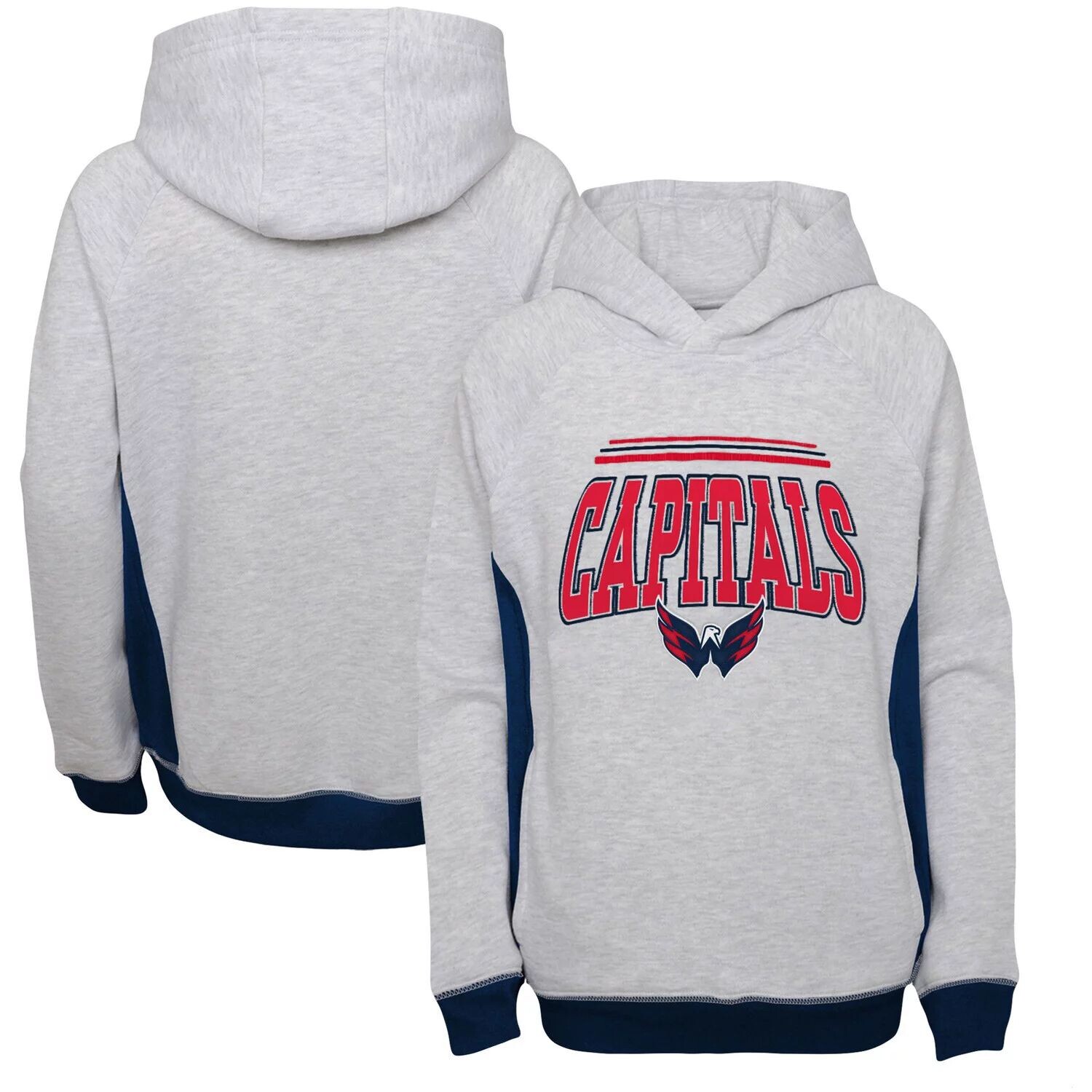

Молодежный серый пуловер с капюшоном Washington Capitals Power Play реглан Outerstuff