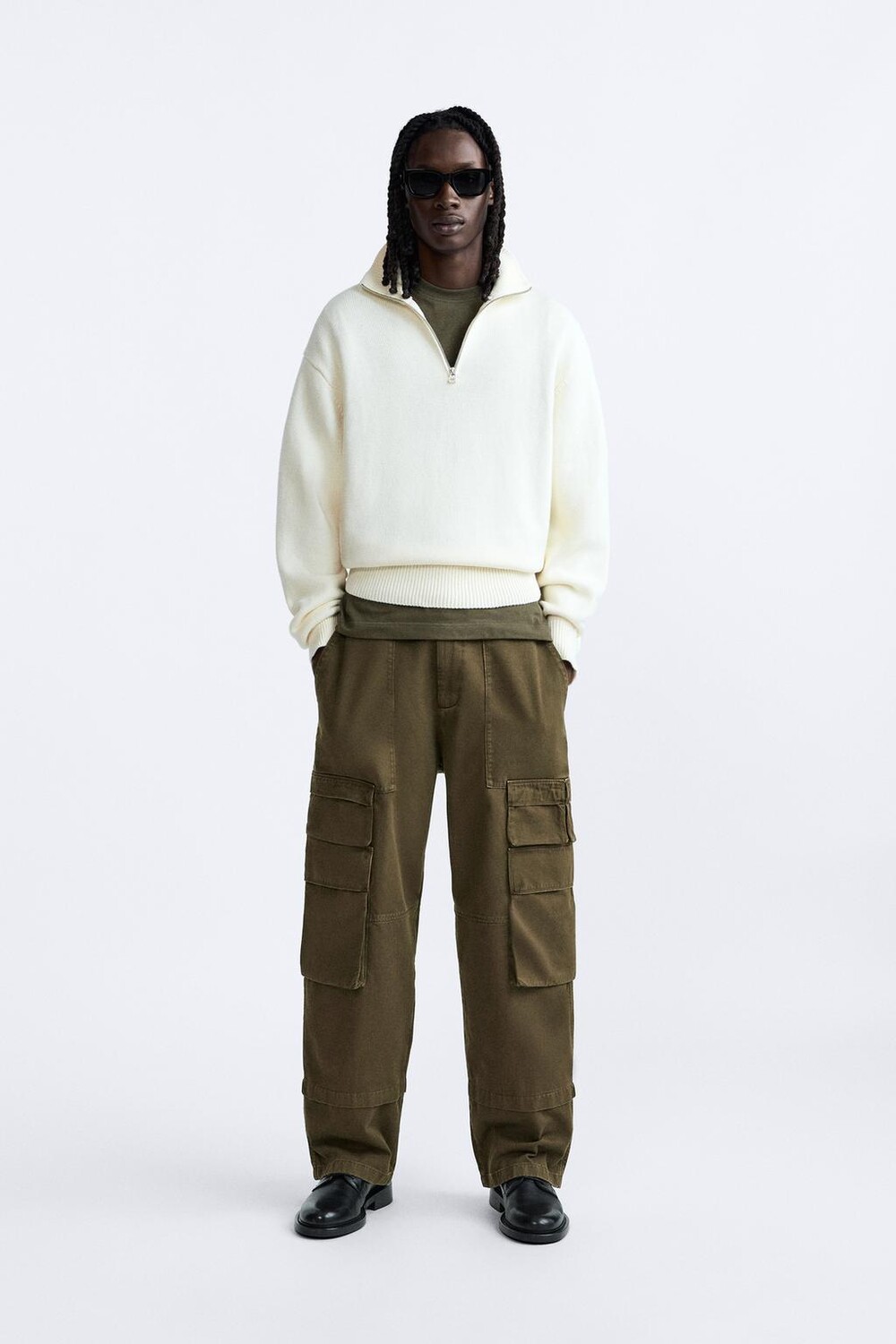 

Брюки грузовые ZARA, коричневый/зеленый