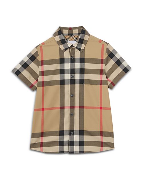 

Рубашка на пуговицах в клетку Owen для мальчиков Burberry, цвет Tan/Beige