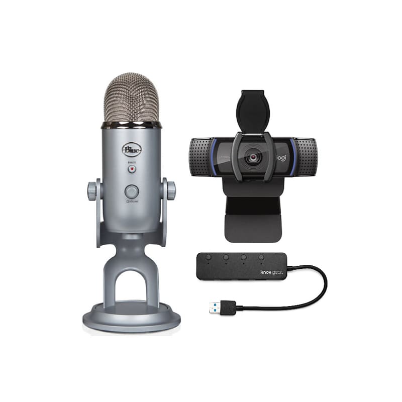 Микрофон Blue Logitech Blue Yeti USB Microphone Bundle with C920S Pro HD Webcam and USB Hub webcam 720p computer rotatable hd usb 2 0 pc laptop camera video recording built in microphone free drive webcam