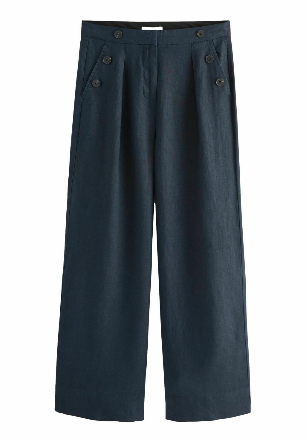 

REGULAR FIT 100% Linen Button Wide Leg Trousers Next, Брюки синий