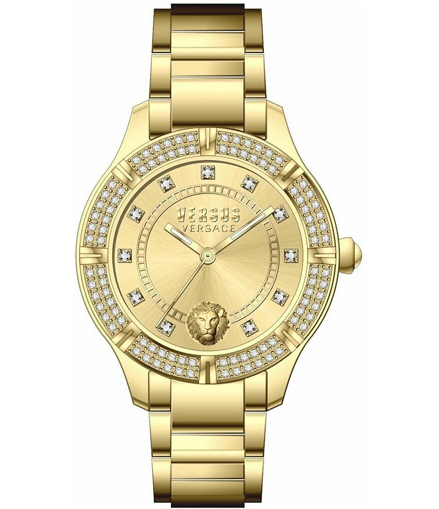 

Versace Versus Versace Женские аналоговые золотые часы Canton Road Crystal с браслетом из нержавеющей стали, золотой