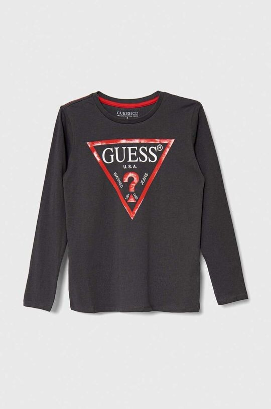 

Детская хлопковая рубашка Guess с длинными рукавами, серый