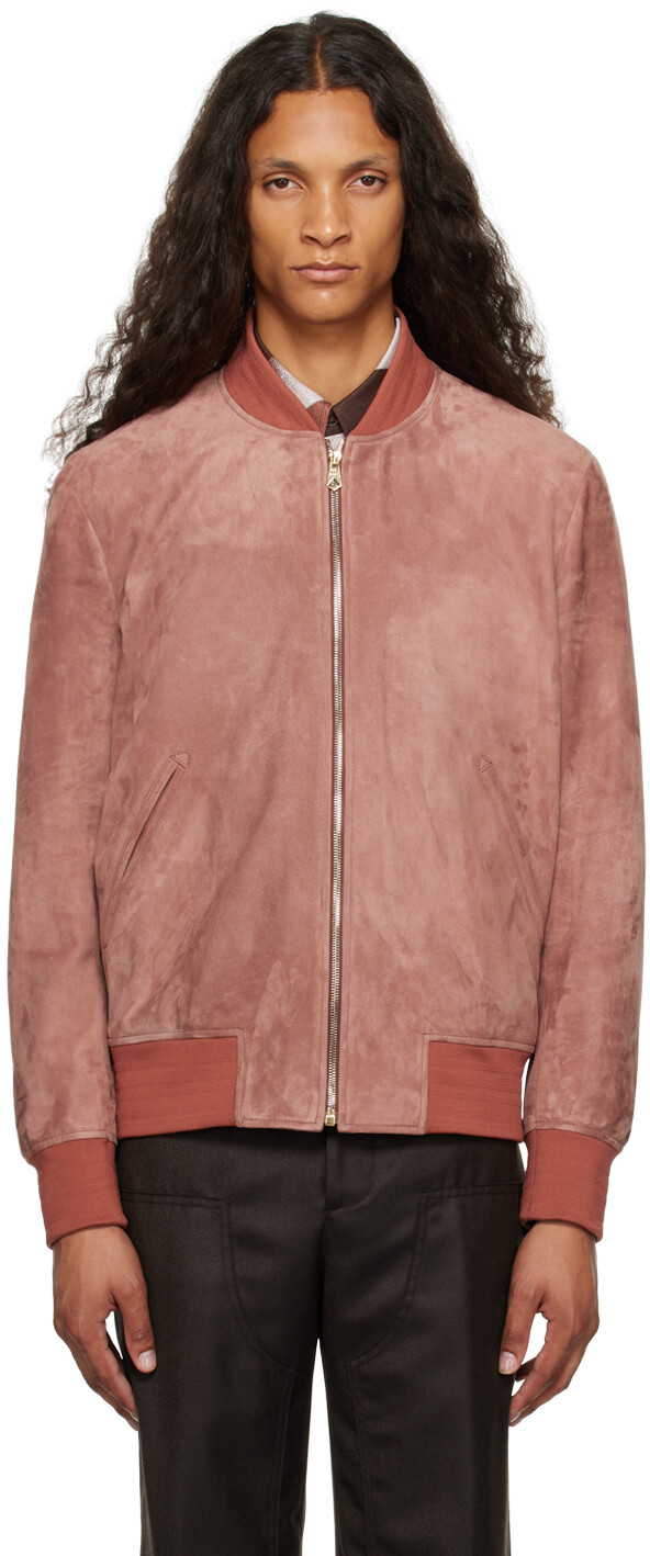 

Розовый кожаный бомбер прямого кроя Paul Smith