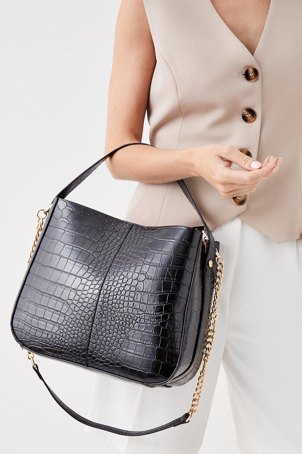 

Большая сумка-тоут с кошельком Teya Croc Dorothy Perkins, черный