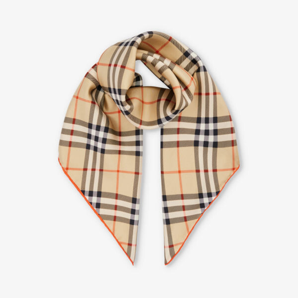 

Шелковый шарф в клетку Burberry, цвет sand