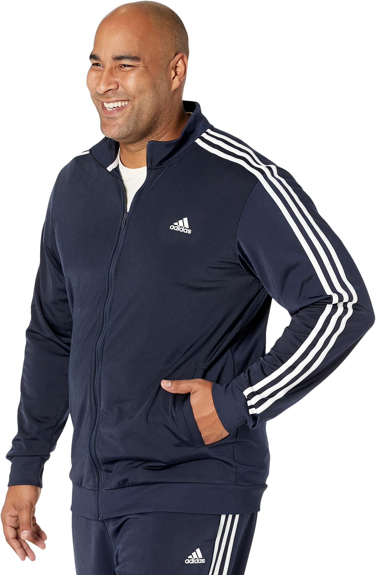 Куртка Essentials 3-Stripes Tricot Track Jacket adidas, цвет Legend Ink/White 1
