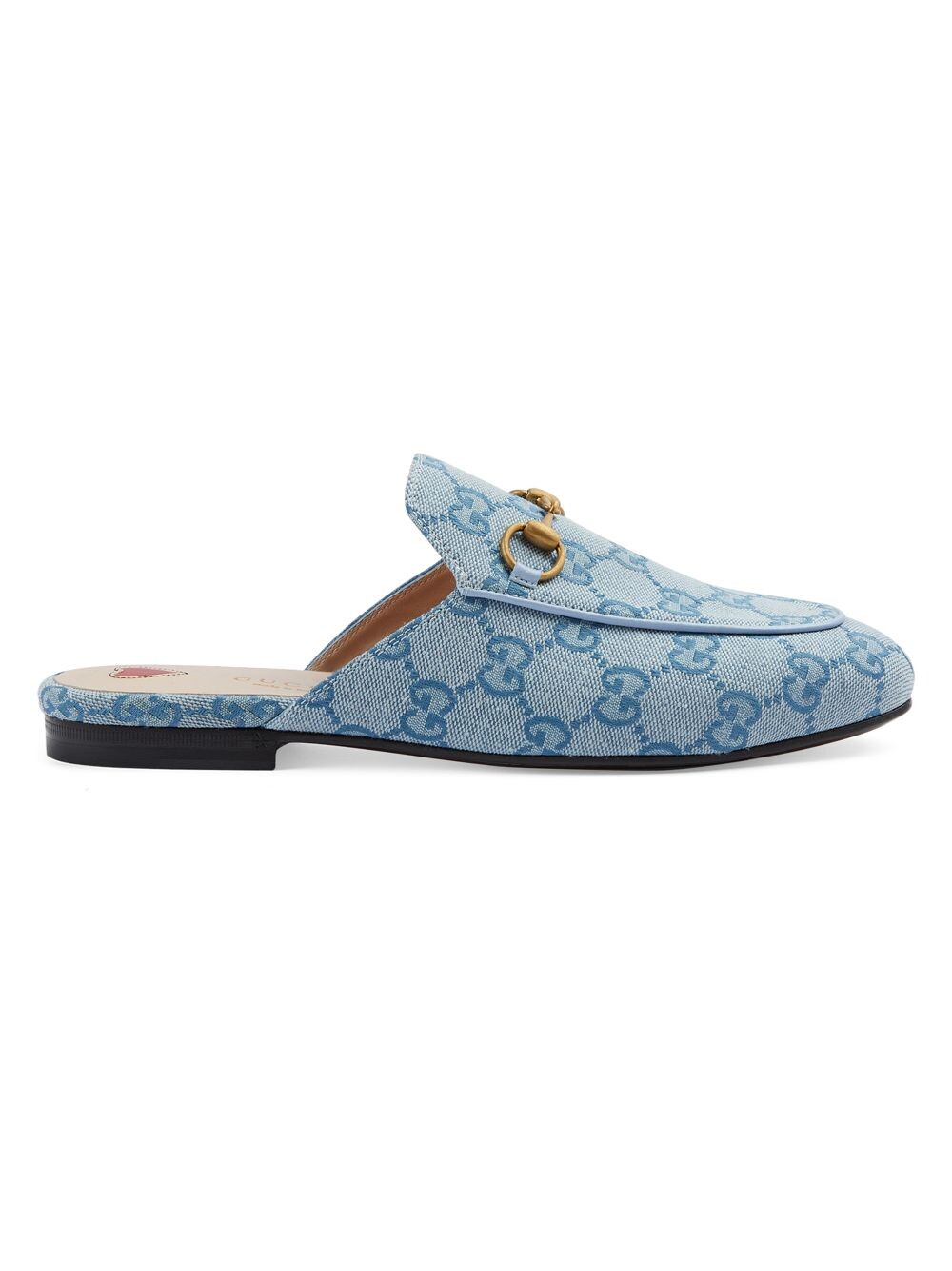 

Холщовые мюли Princetown с узором GG Gucci, синий