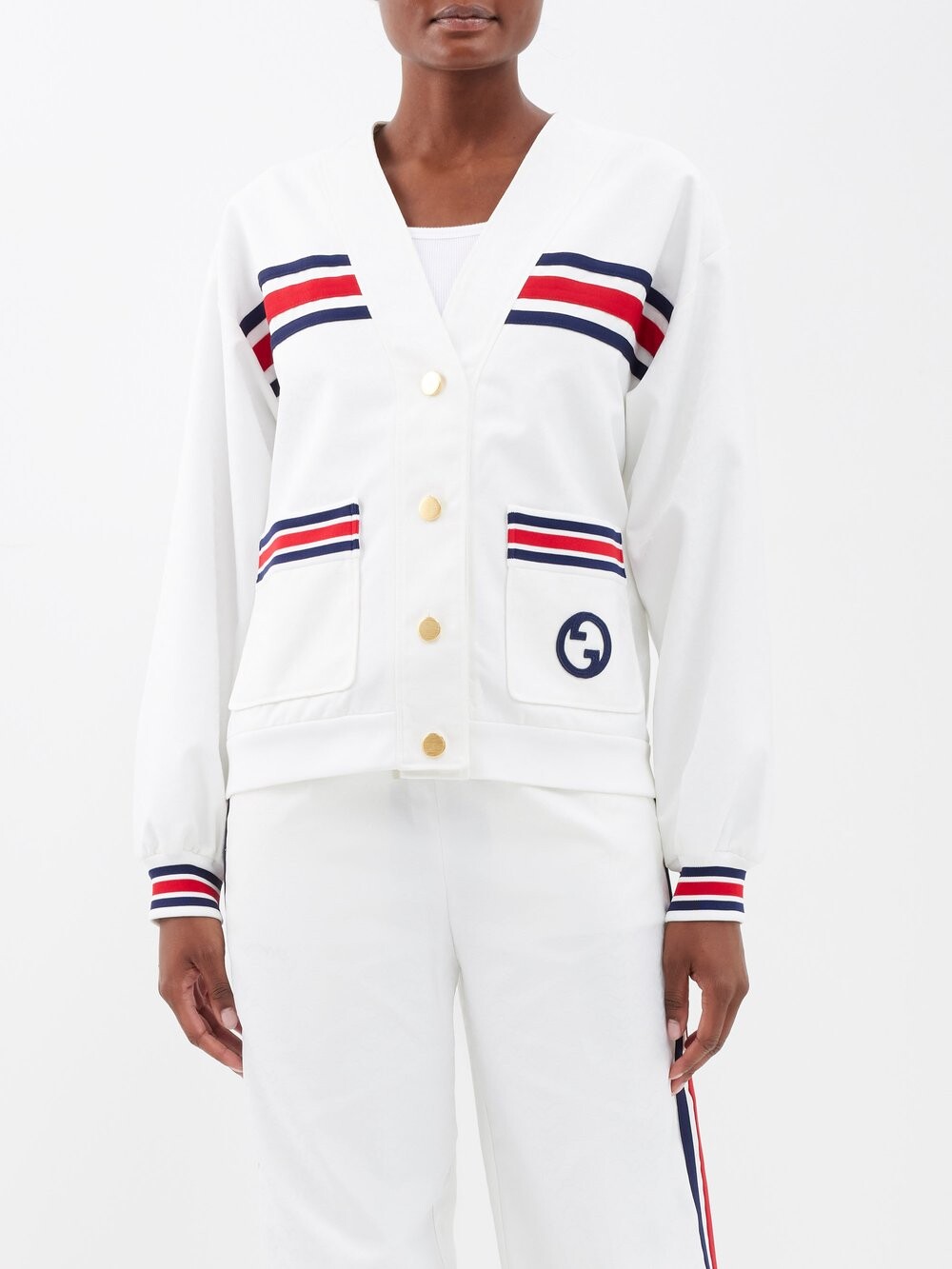 

Кардиган web stripe из джерси Gucci, белый