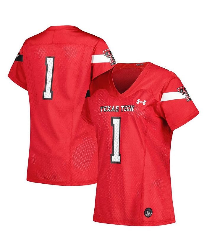 

Женская футболка №1 Red Texas Tech Red Raiders Replica Football Jerseys Under Armour, красный