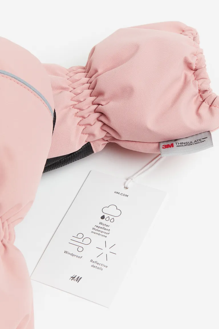 

Водоотталкивающие лыжные перчатки на один палец H&M, розовый