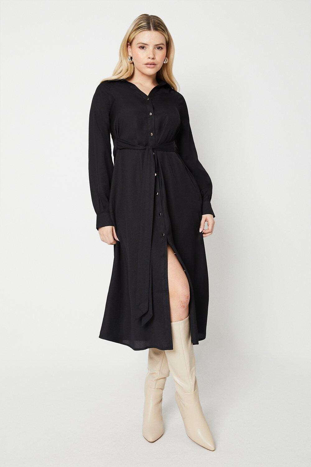 

Платье-рубашка миди Black Tie Dorothy Perkins, черный