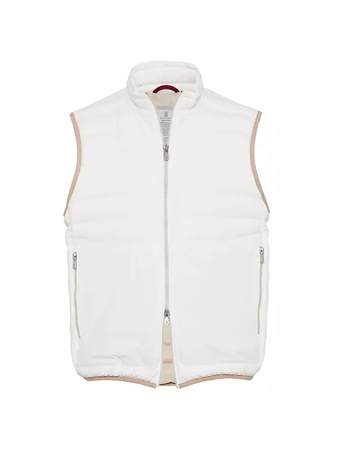 

Легкий пуховый жилет из клееного нейлона Brunello Cucinelli, цвет off white