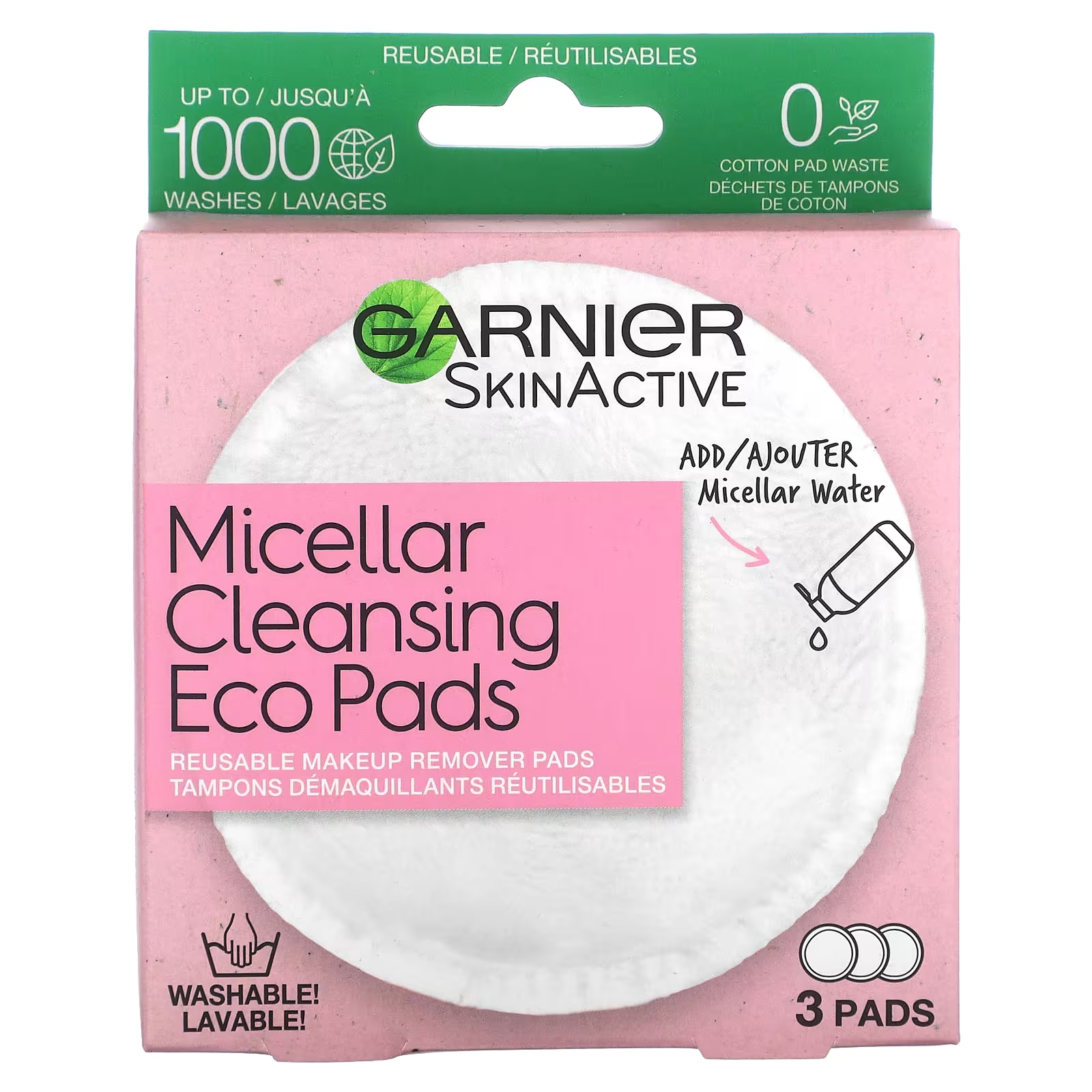 Очищающие мицеллярные диски Garnier SkinActive Eco Pads, 3 шт многоразовые бамбуковые косметические подушечки для снятия макияжа набор 16 шт bambow bambaw