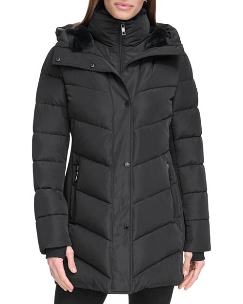 

Пуховик с отделкой из искусственного меха Calvin Klein, цвет Black