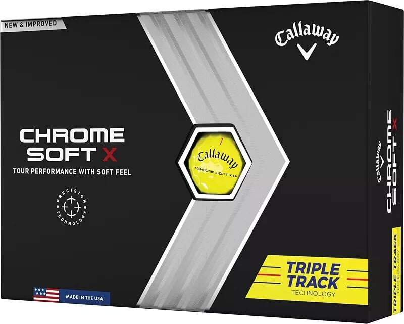 

Мячи для гольфа Callaway 2022 Chrome Soft X с тройной дорожкой, желтый