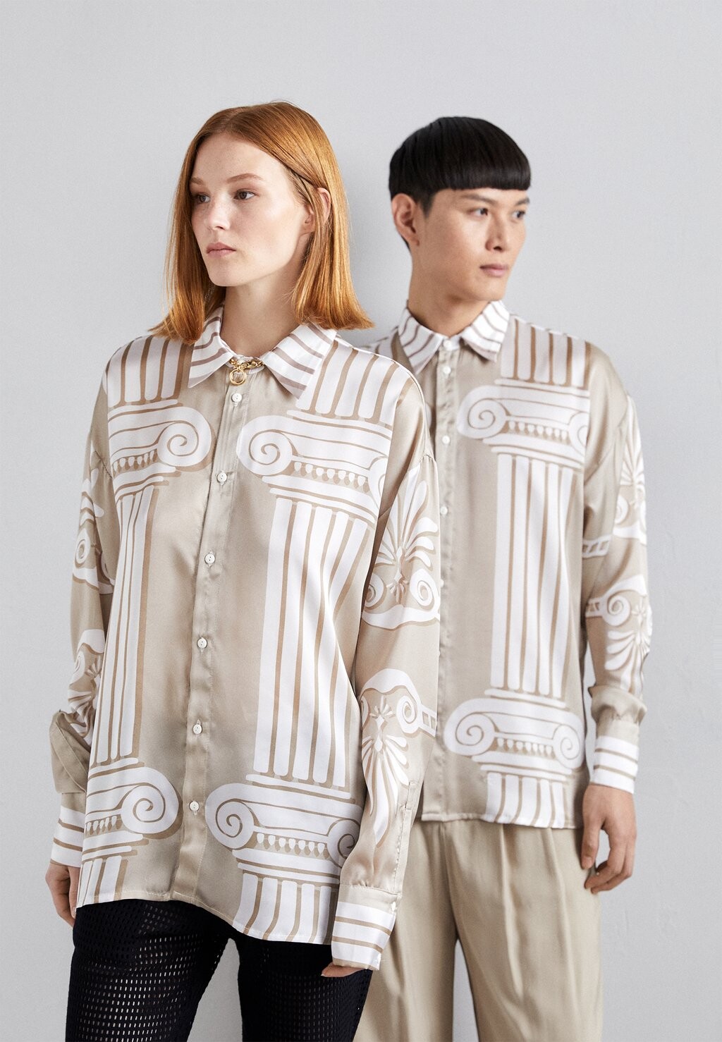 

Рубашка HOUSE OF JAFFA IONIC UNISEX, бежевый/белый