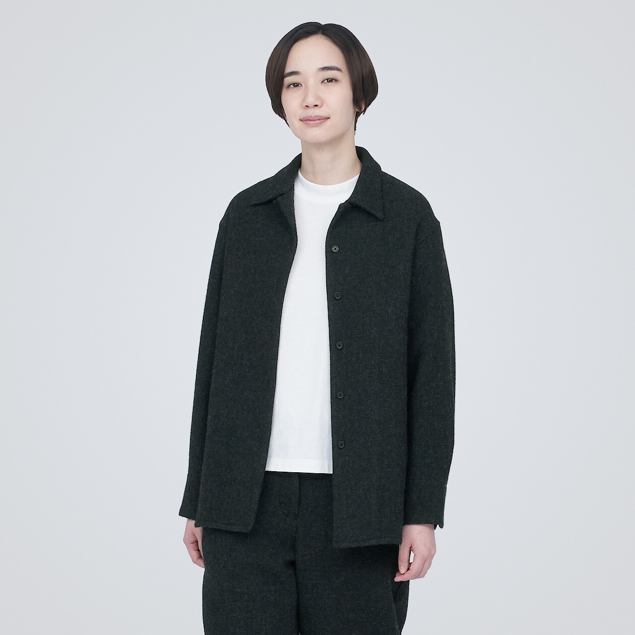 

Куртка двойного переплетения из переработанной шерсти MUJI, угольно-серый