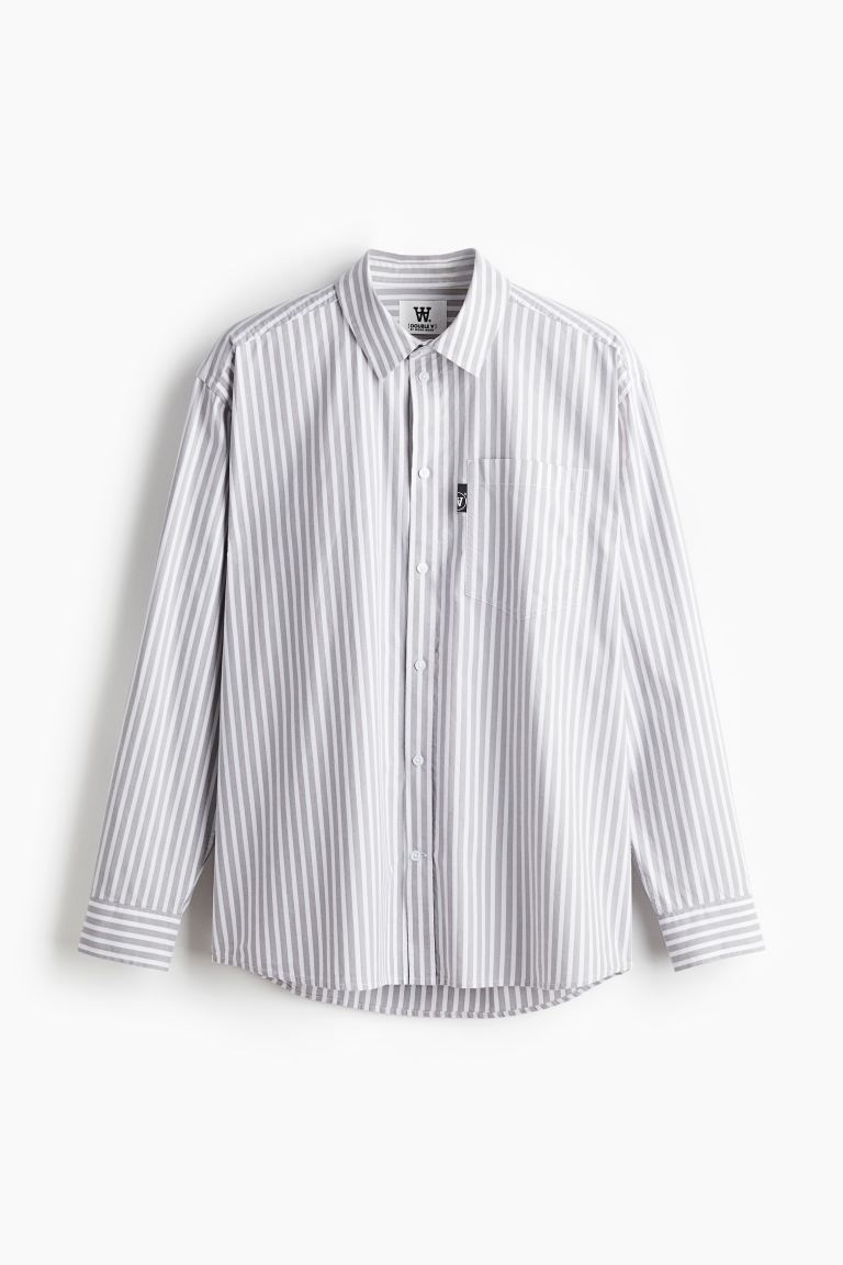 Рубашка в дневную полоску Double A By Wood Wood, серый полосатая рубашка оверсайз trendyol белый