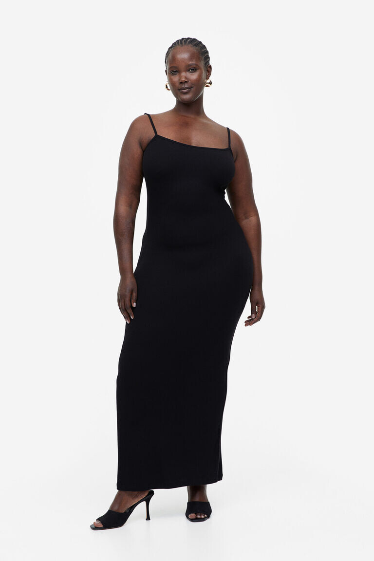 

Длинное платье с бретелями H&M, черный