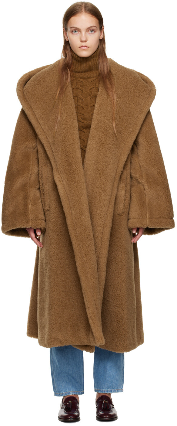 

Светло-коричневое плюшевое пальто Max Mara, Коричневый