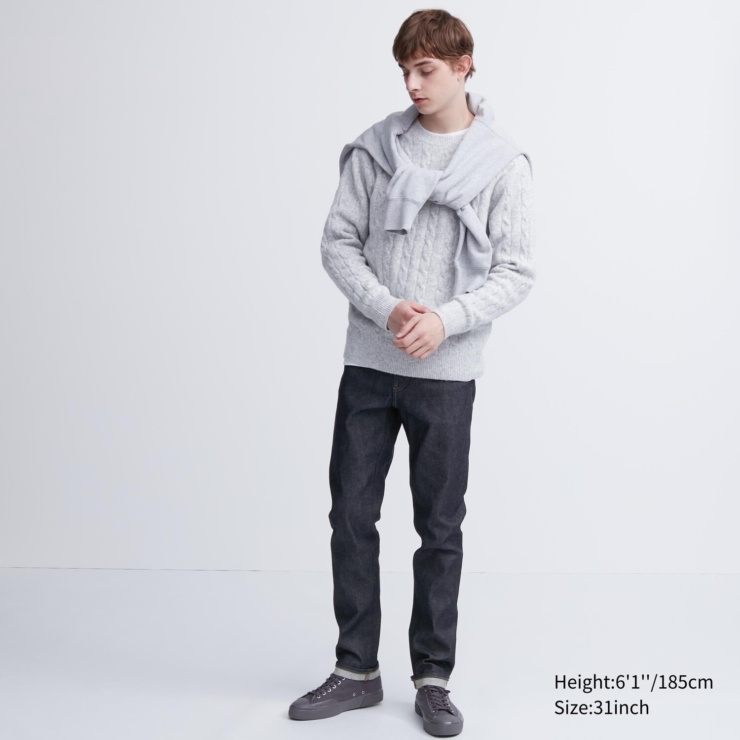 

Джинсы Uniqlo мужские стрейч с кромкой, темно-синий