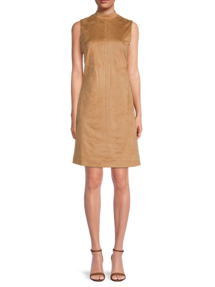 Платье прямого кроя с воротником-стойкой Donna Karan New York, цвет Camel