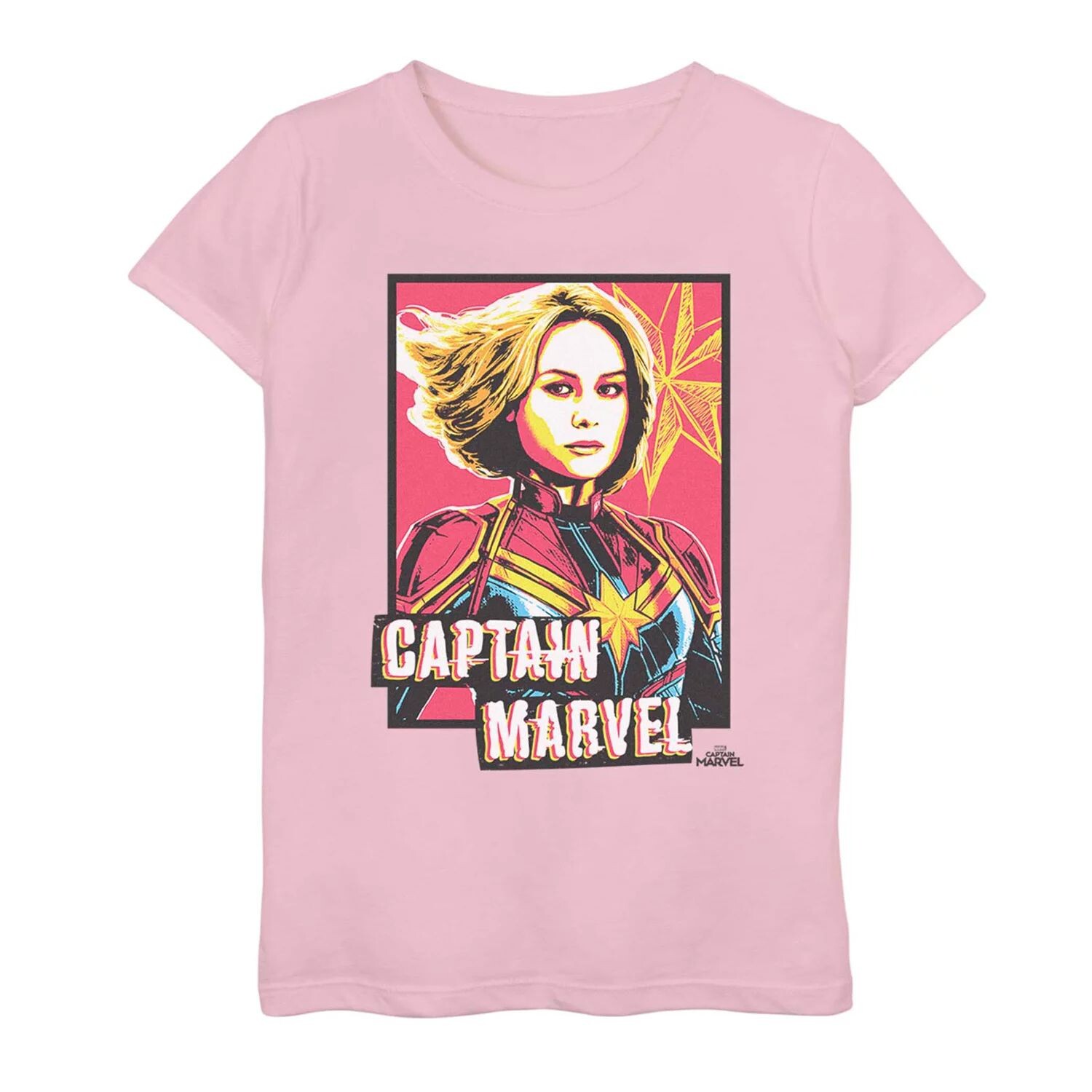 

Футболка с плакатом Marvel Captain Marvel для девочек 7–16 лет Marvel, розовый