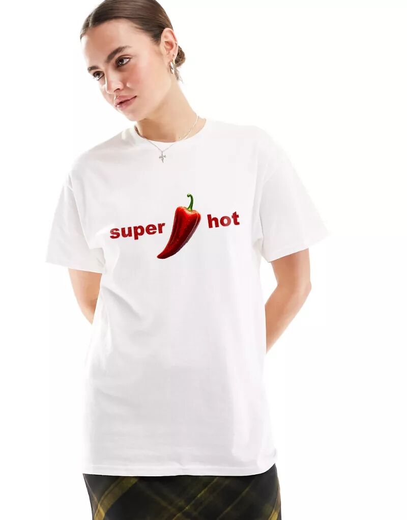 Белая оверсайз-футболка с графическим принтом ASOS