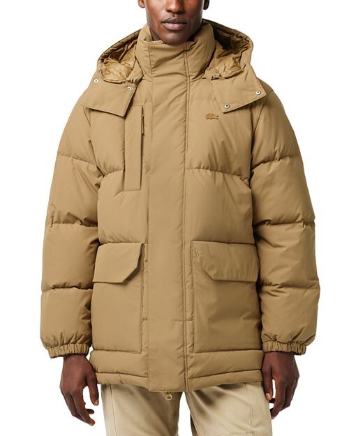 

Пуховик на молнии с капюшоном Lacoste, цвет Brown