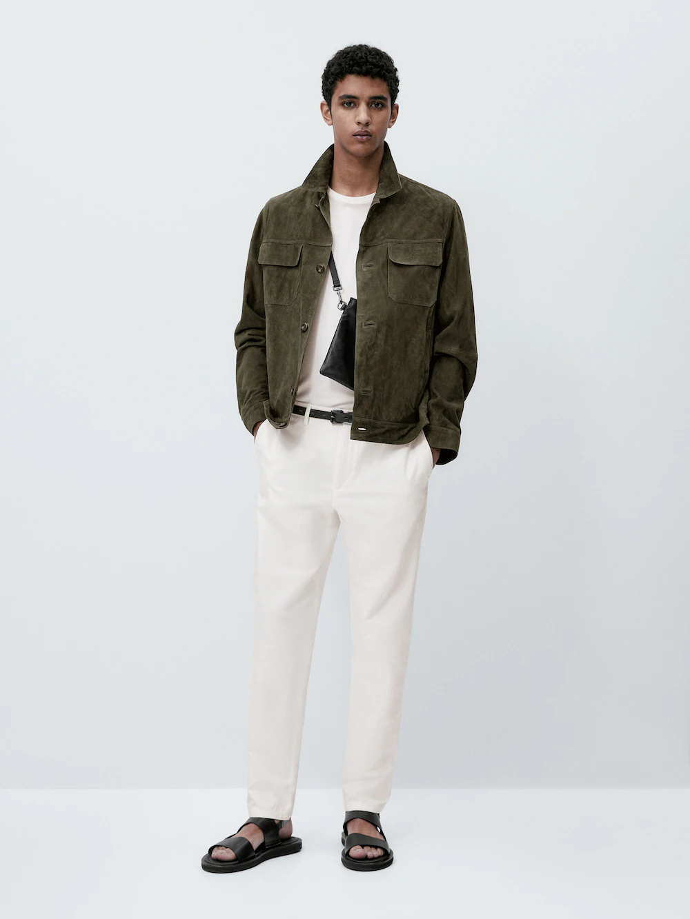 

Брюки из канваса свободной посадки Massimo Dutti, белый