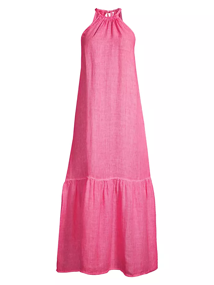 Льняное платье макси с бретелькой на бретельках 120% Lino, фуксия limon платье льняное фуксия 26004 s